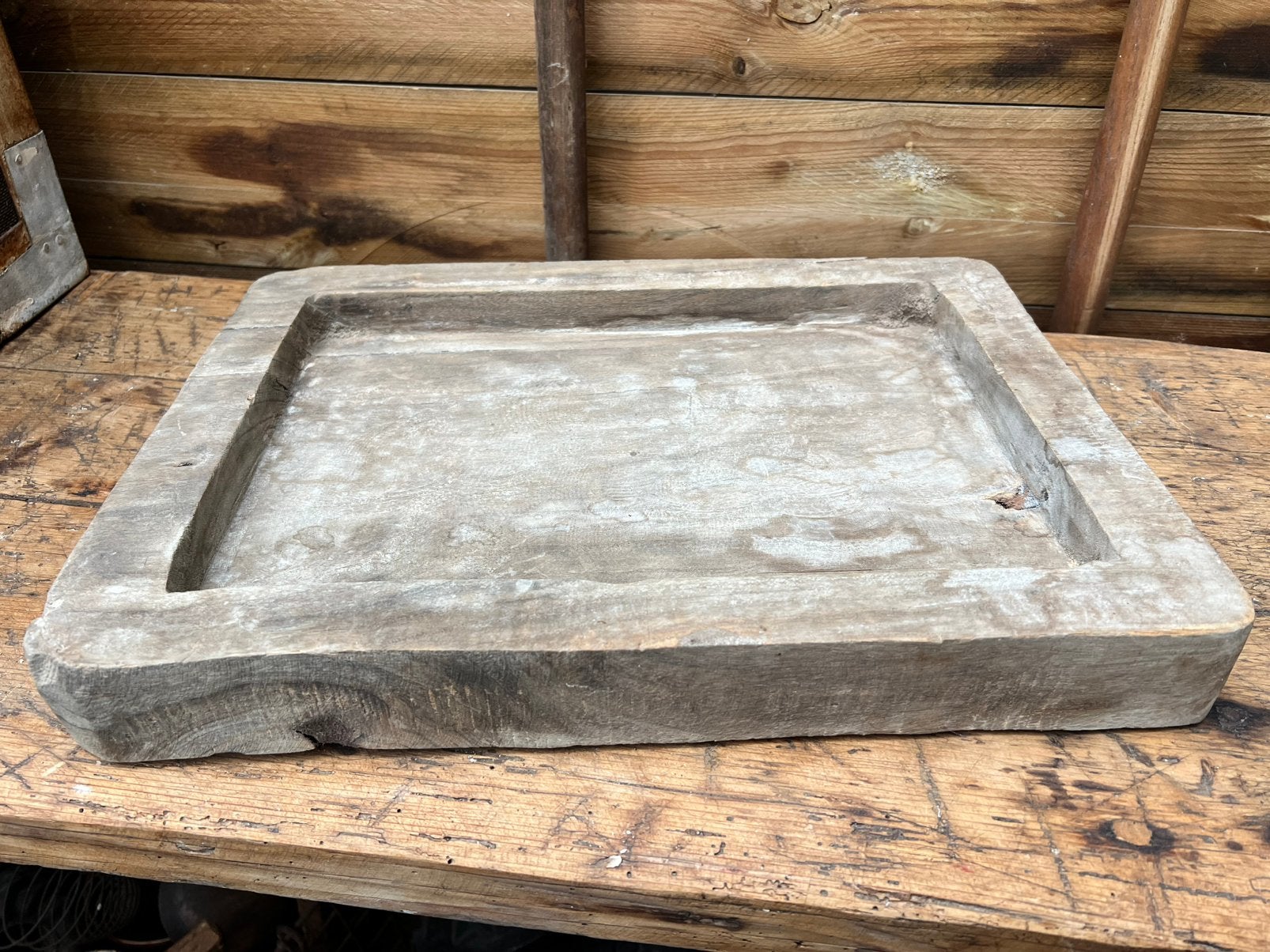 Landelijk sloophout sober dienblad, houten serveerplateau, Huis en Inrichting, Woonaccessoires | Dienbladen, Ophalen, Gebruikt