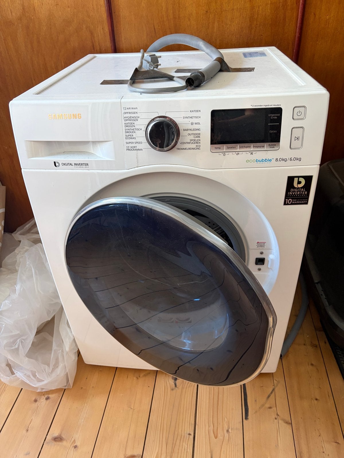 Samsung EcoBubble Wasmachine met droogfunctie 8kg/6kg, Ophalen, 1200 tot 1600 toeren, Gebruikt, 8 tot 10 kg
