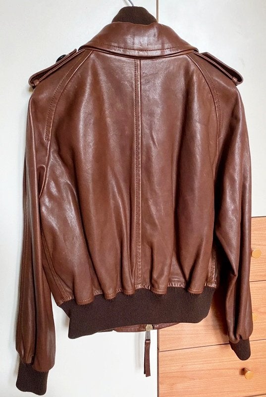 Zeer Mooie Zacht Leren Dsquared2 Jas (Maat 42|IT46) € 599,-, Bruin, Maat 42/44 (L), Ophalen of Verzenden, Zo goed als nieuw