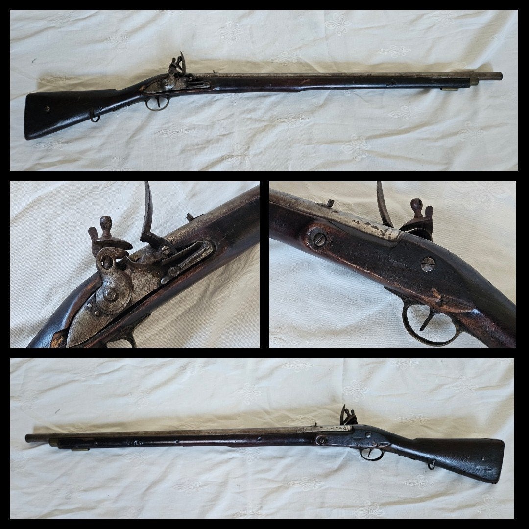 antiek flintlock, vuursteen geweer., Ophalen