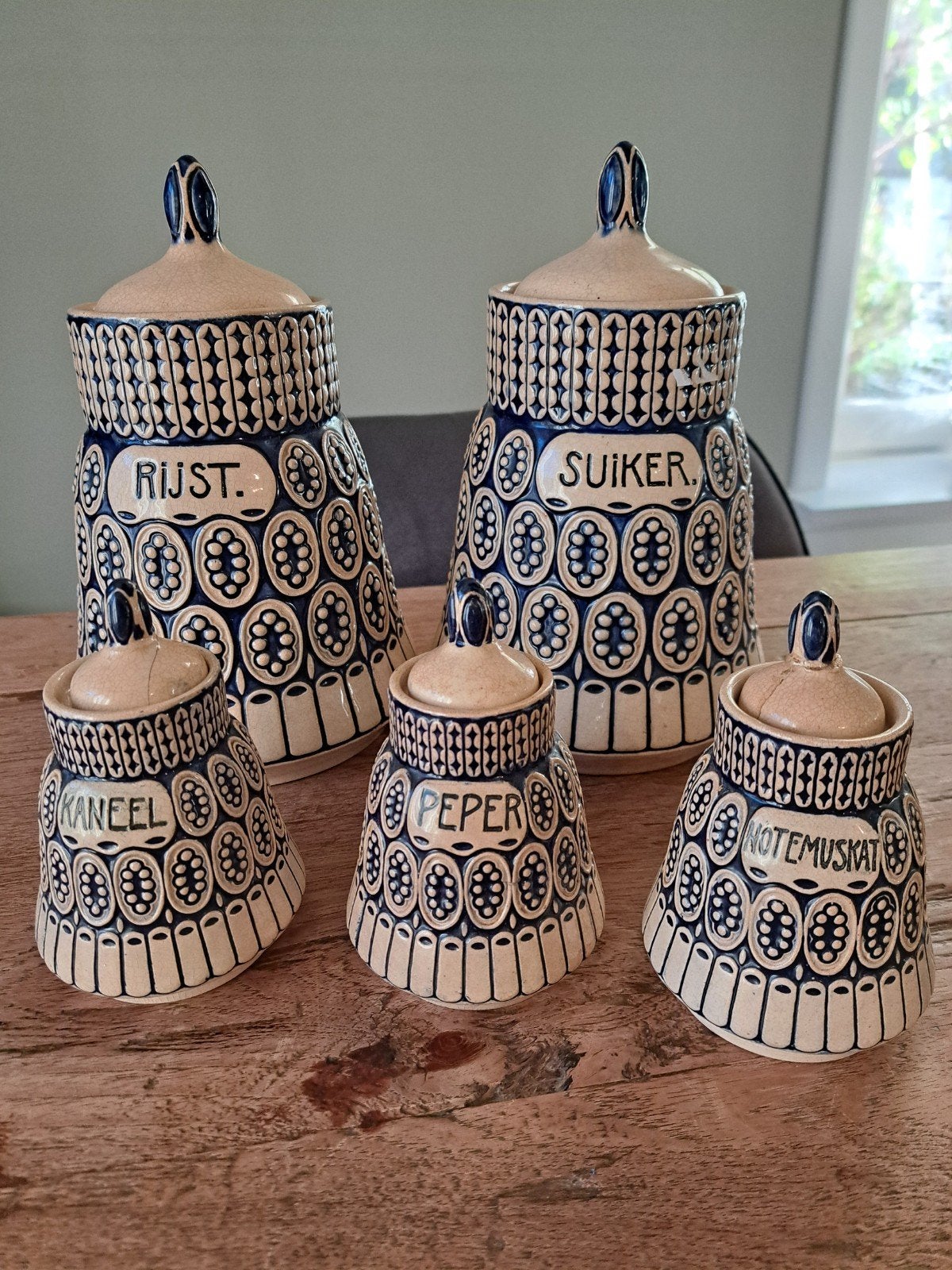 Vintage voorraadpotten en kruidenpotjes set, Ophalen of Verzenden