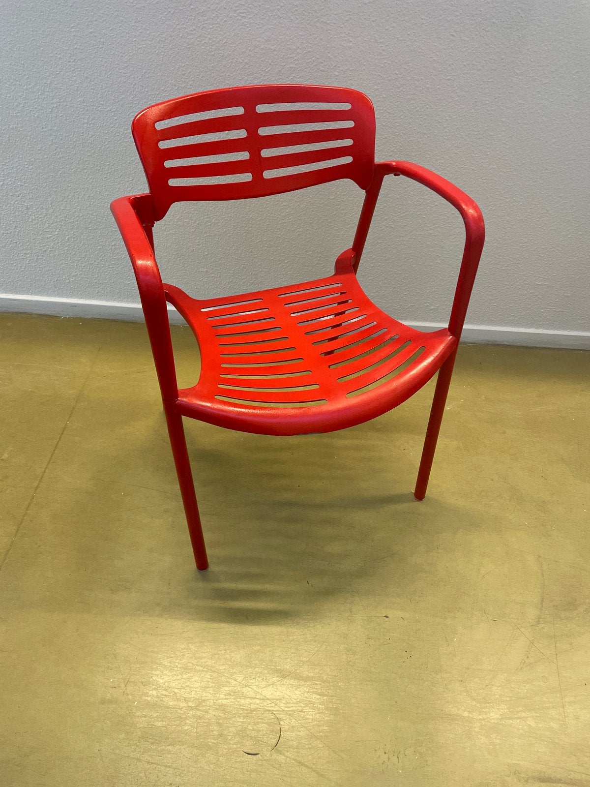 Aluminium rode stoel - Zelf geschilderd/gespoten, geschikt v, Gebruikt, Ophalen of Verzenden, Metaal, Eén