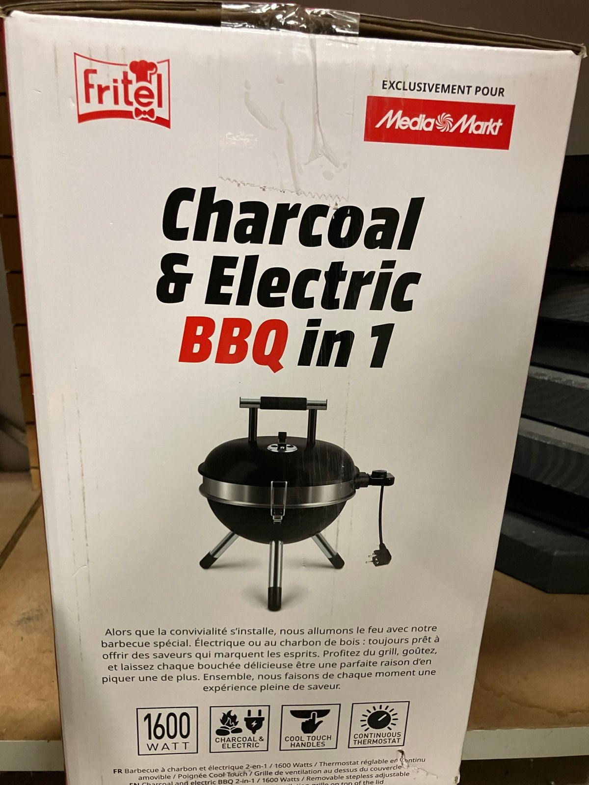 Fritel Houtskool & Elektrische BBQ 2-in-1 - Nieuw in doos, Ophalen, Nieuw