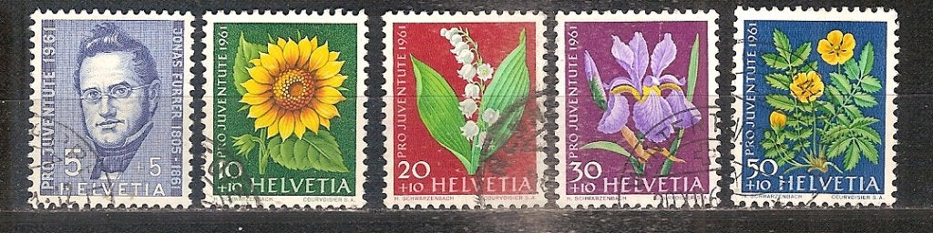 Bloemen Zwitserland 742-746, Ophalen of Verzenden, Gestempeld, Dier of Natuur