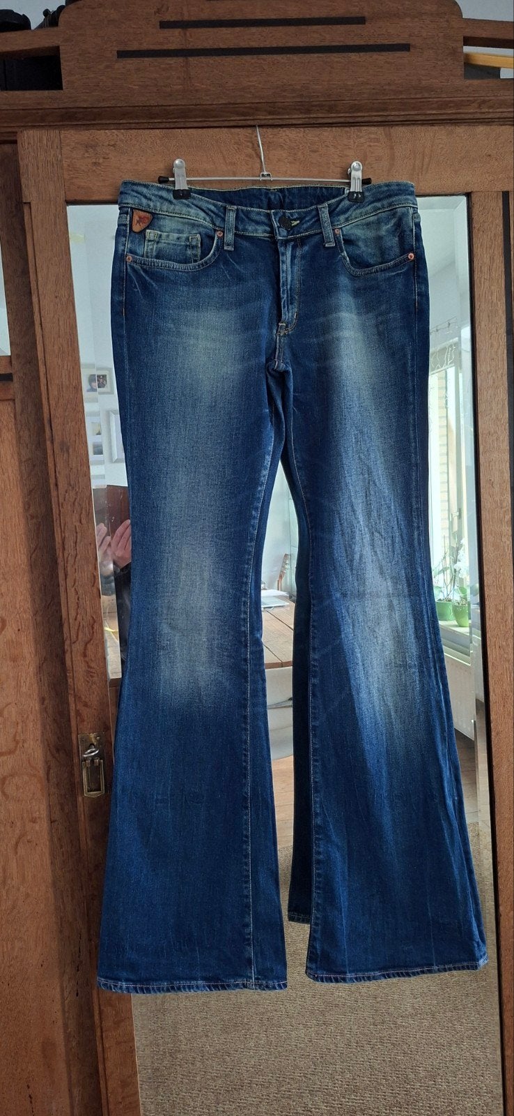 Retro Lois 328 flared, maat 40. lengte 34, Blauw, Ophalen of Verzenden, Zo goed als nieuw, W30 - W32 (confectie 38/40)