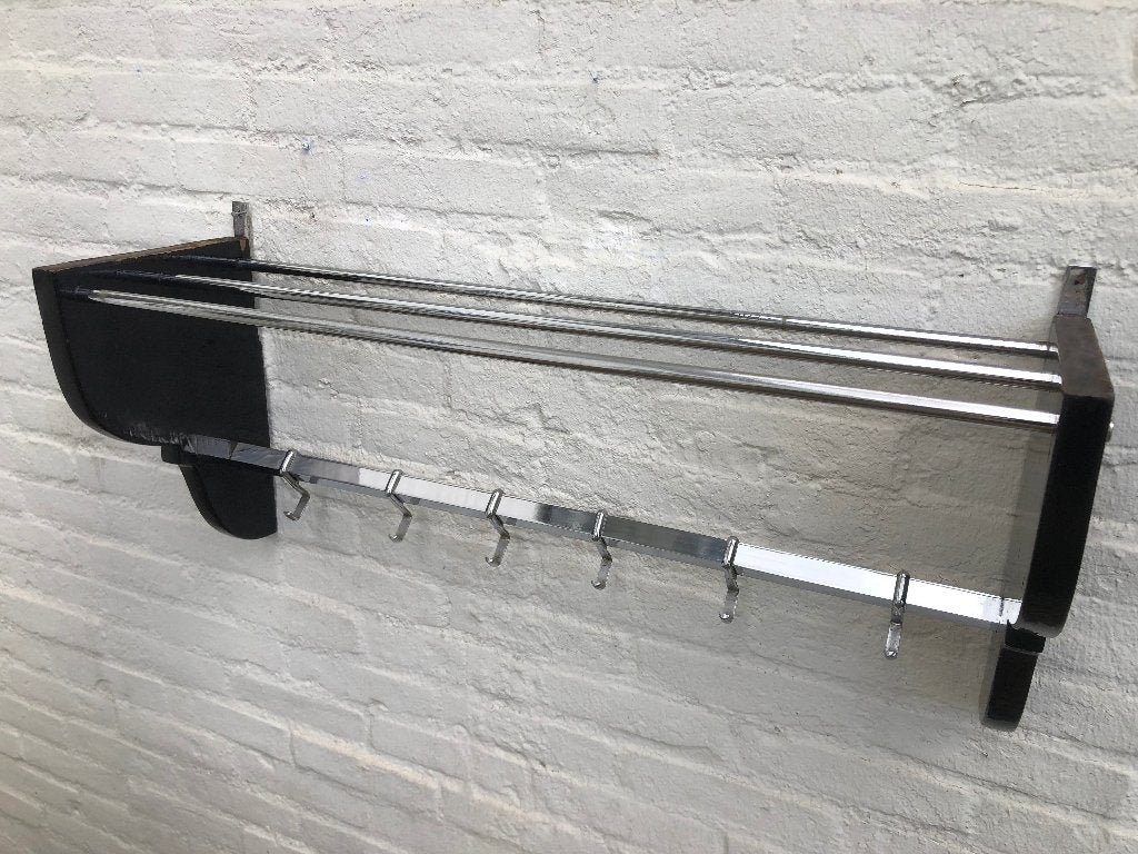Chromen vintage wandkapstok, vintage design, Wandkapstok, Ophalen of Verzenden, Zo goed als nieuw, Minder dan 100 cm