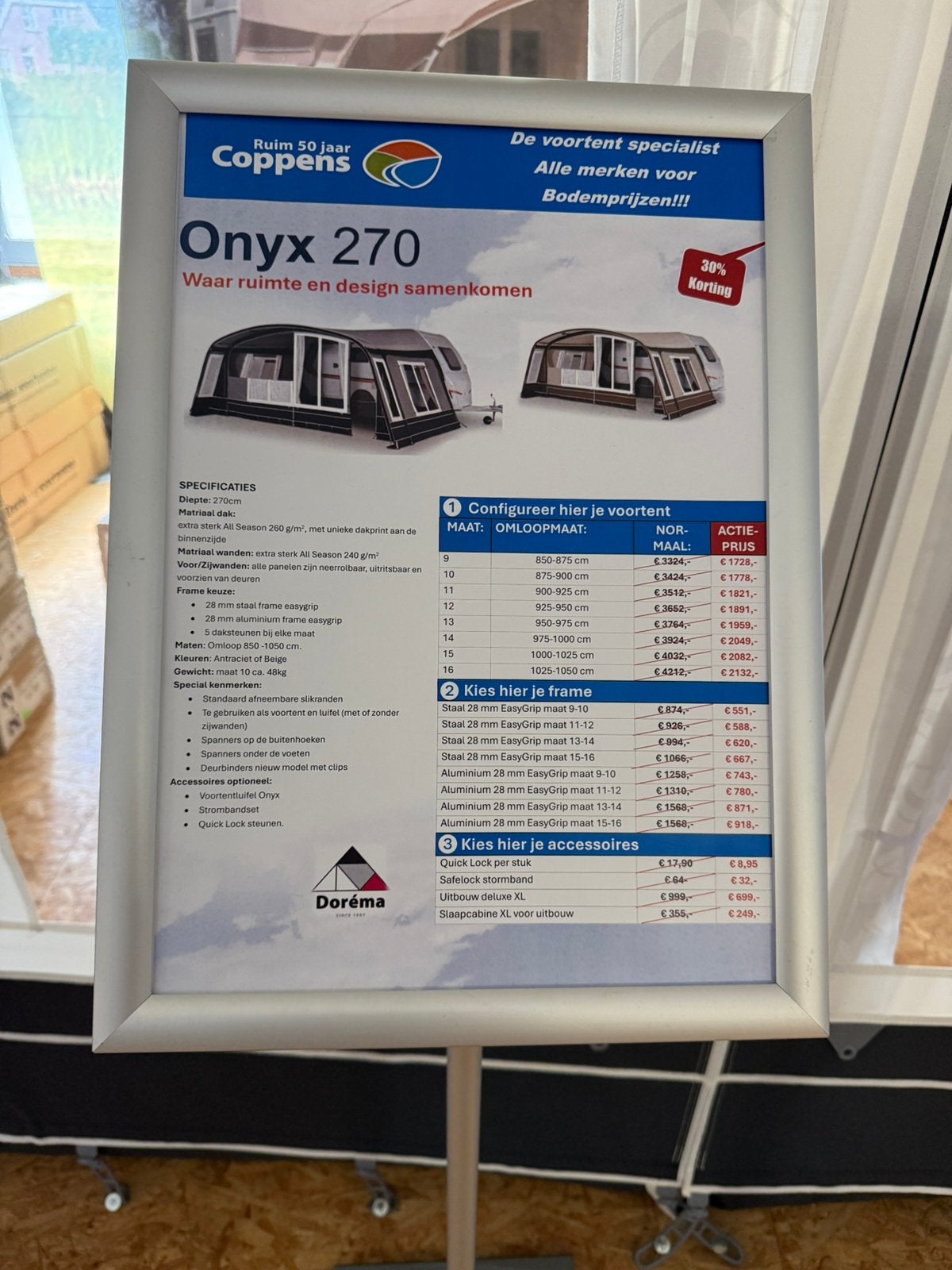Dorema Onyx 270 omloopmaat 12, diepte 270!, Caravans en Kamperen, Ophalen, Gebruikt