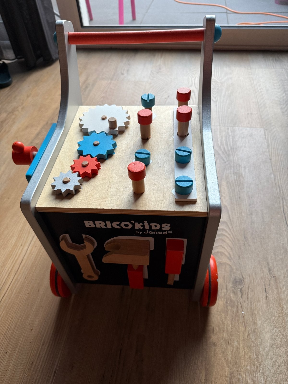 Janod Bricokids gereedschapswagen/loopwagen, Ophalen, Gebruikt, Duw- of Trekspeelgoed