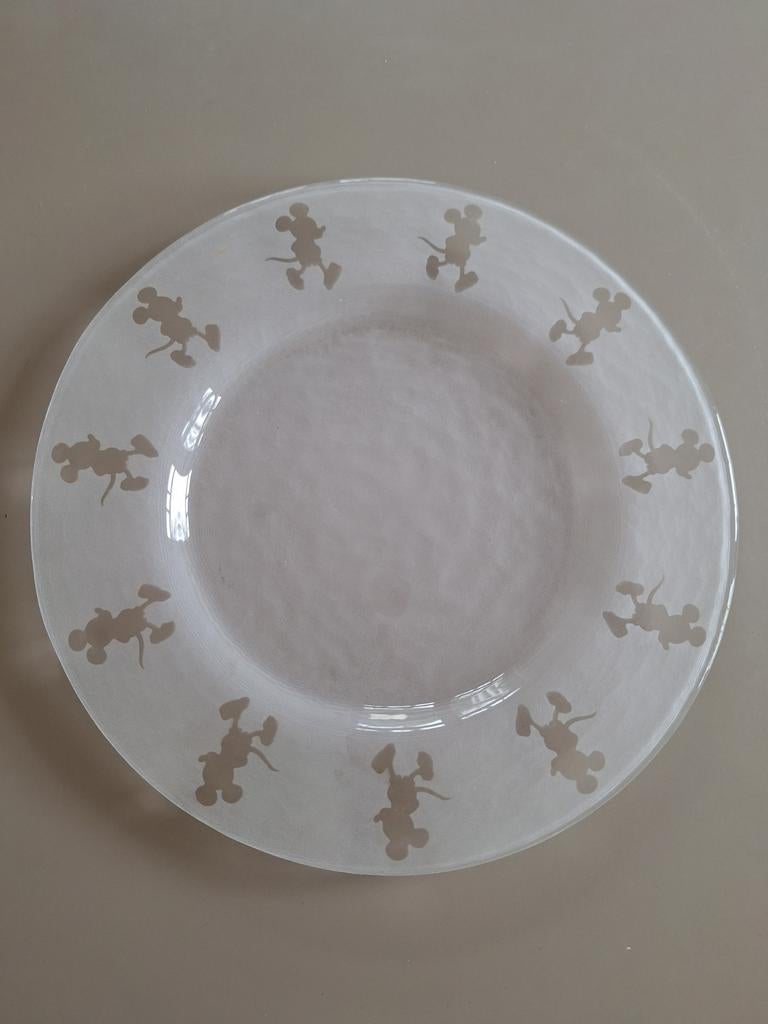 Disney Mickey Mouse Slakom Serveerschaal Groot Bord Glas Mat, Gebruikt, Ophalen of Verzenden, Glas, Bord(en)