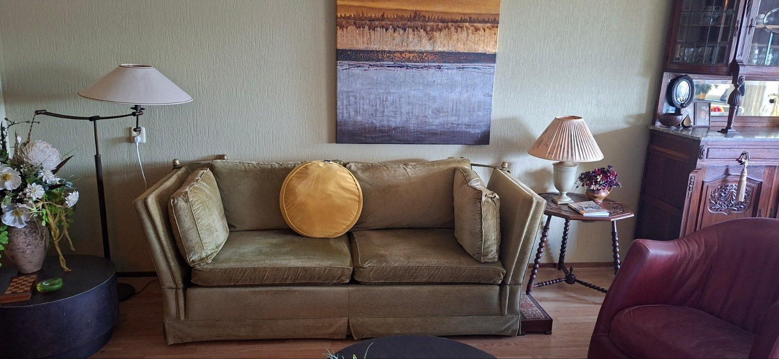 Vintage groene kasteelbank - gratis af te halen, Gebruikt, 150 tot 200 cm, Tweepersoons, Ophalen of Verzenden