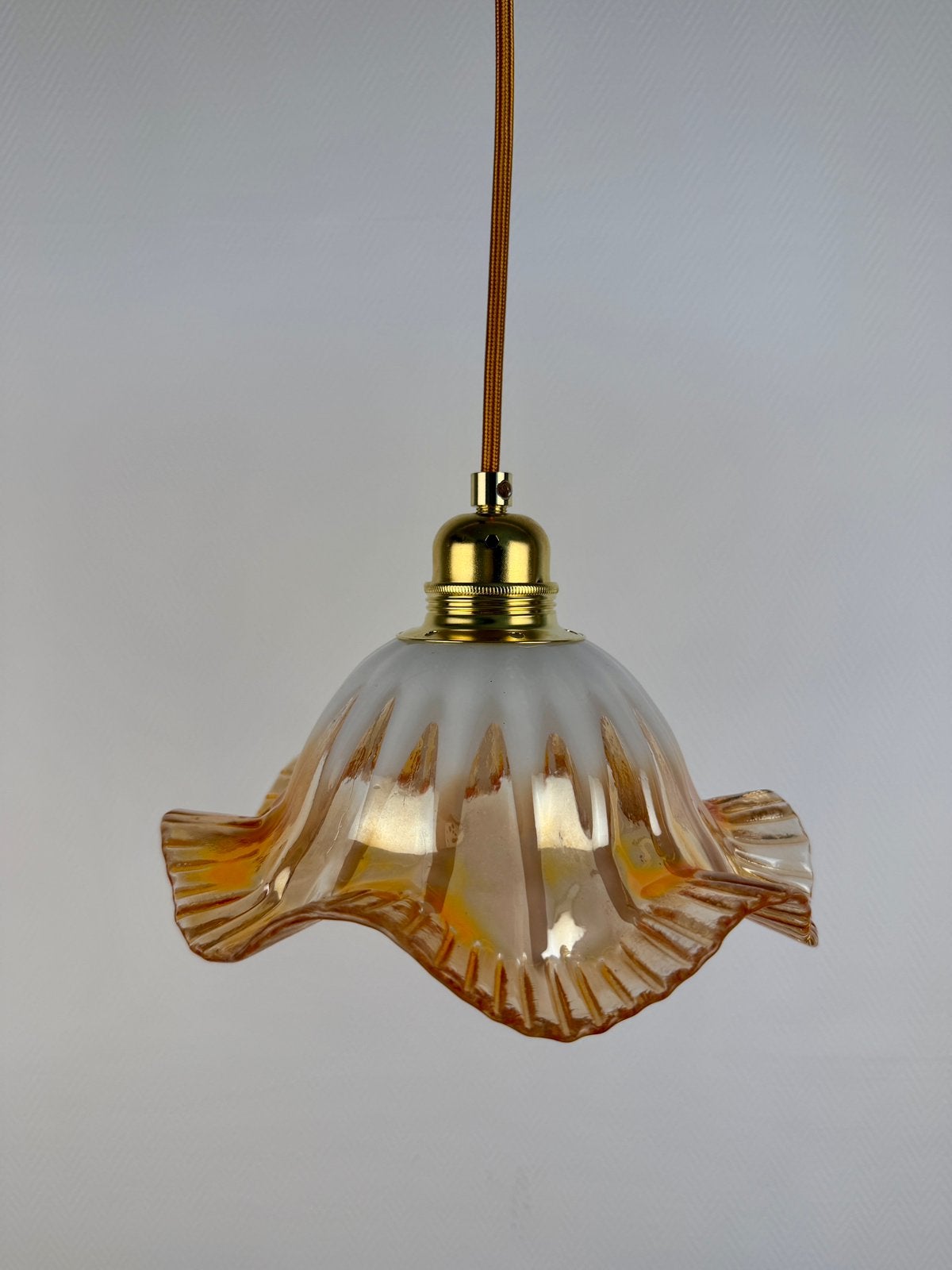 Vintage hanglamp - nieuwe fitting en snoer (3 beschikbaar), Vintage Brocante Retro Romantisch, E27 (groot), Ophalen of Verzenden