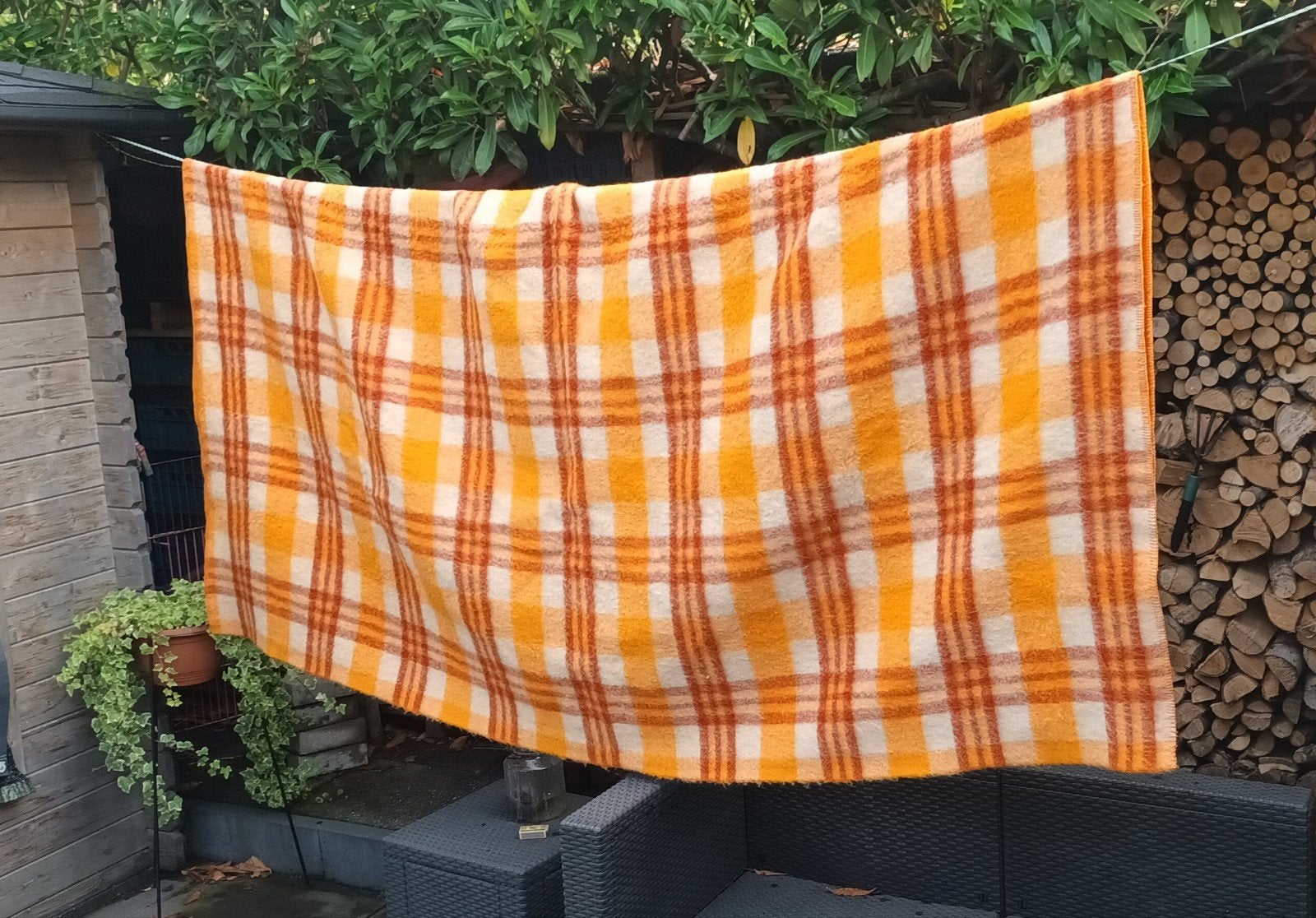 nieuwe wollen deken walra woondeken woonplaid plaid Vintage, Overige maten, Nieuw, Oranje, Ophalen of Verzenden