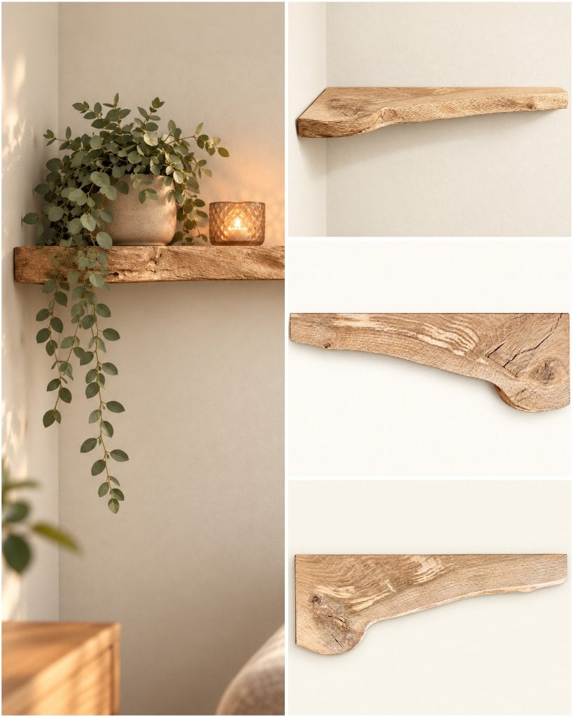 Wandplank eikenhout zwevend incl. montagepennen 57,5cm #282, Houtatelier M.Y., Info@myhoutatelier.nl, Nieuw, Ophalen of Verzenden