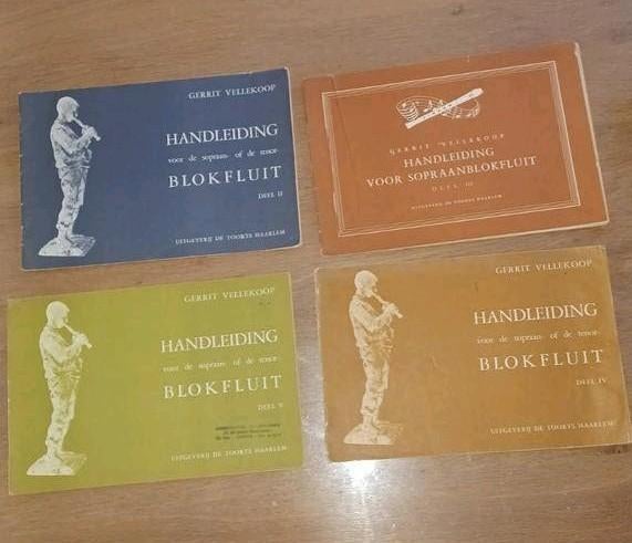 4x Handleiding blokfluit dl 2, 3, 4 en 5 - Gerrit Vellekoop, Ophalen of Verzenden, Gebruikt, Les of Cursus, Blokfluit
