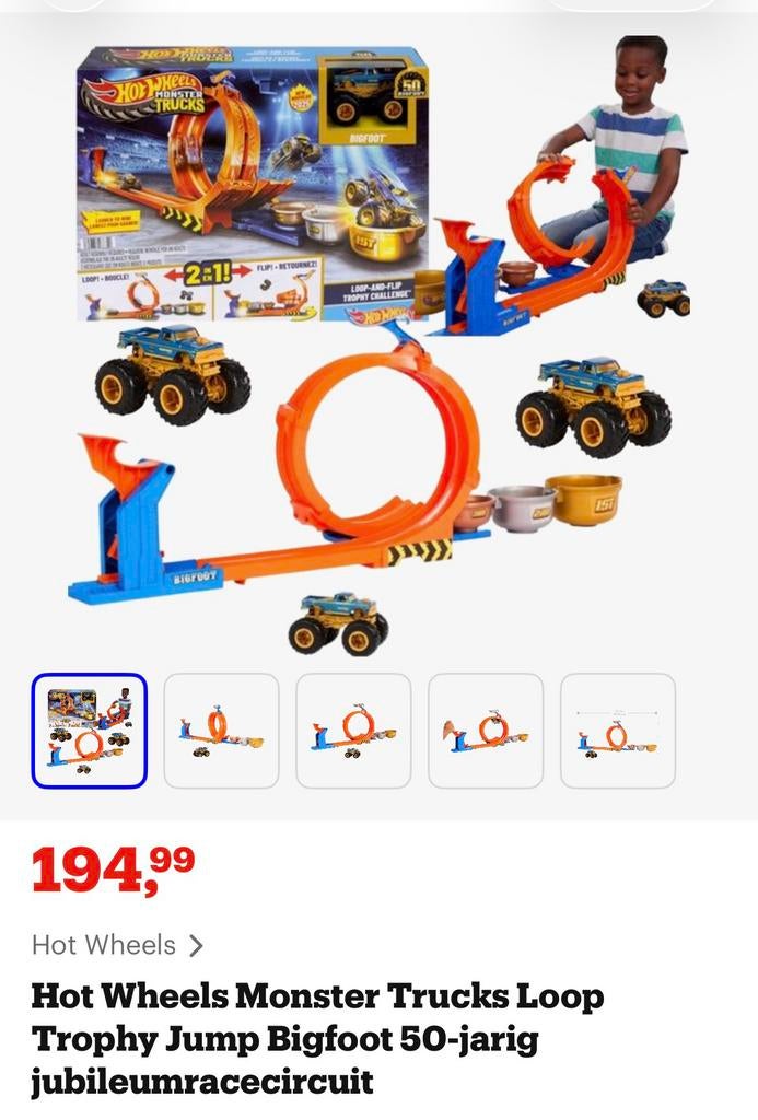 Hotwheels lanceerbaan monstertrucks special edition, Ophalen of Verzenden, Zo goed als nieuw, Handmatig, Hot Wheels