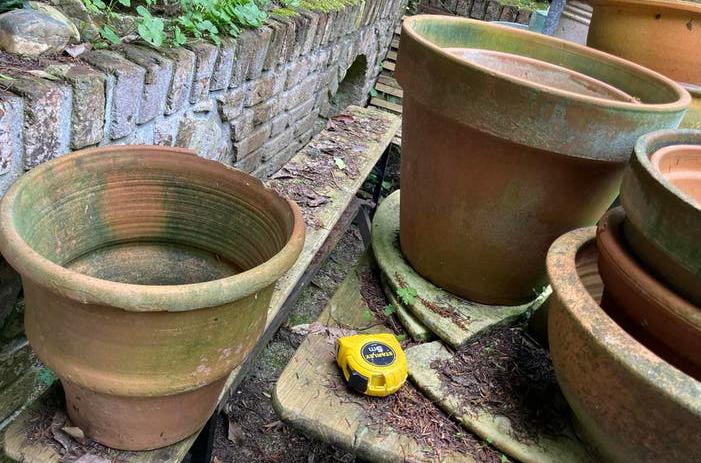 Grote terracotta bloempotten voor tuin of terras, Tuin en Terras, Bloempotten, Gebruikt, Balkon, 40 cm of meer, Rond