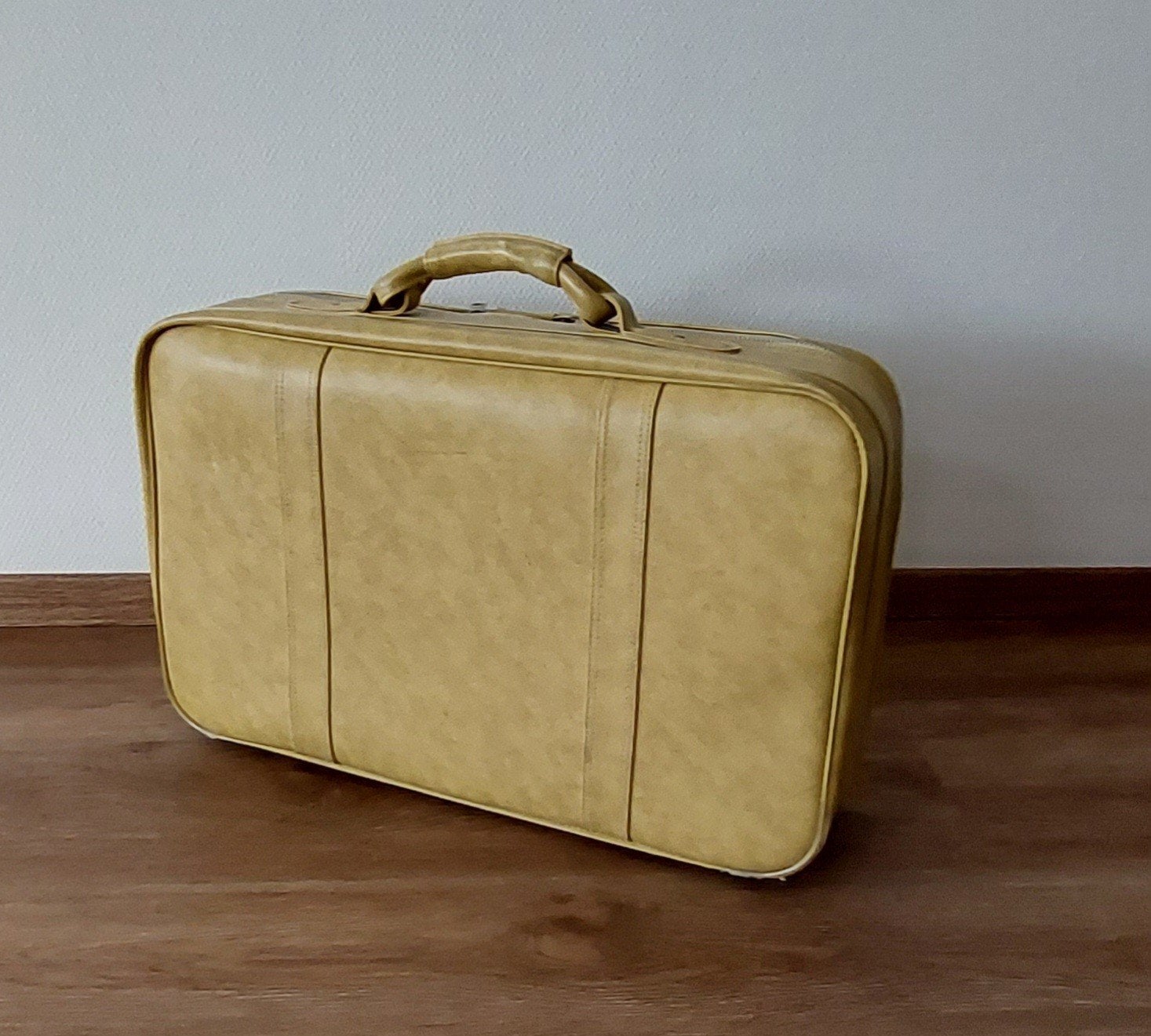 Vintage leuke retro leren koffer, Sieraden, Tassen en Uiterlijk, 60 tot 70 cm, Gebruikt, Leer, Ophalen of Verzenden