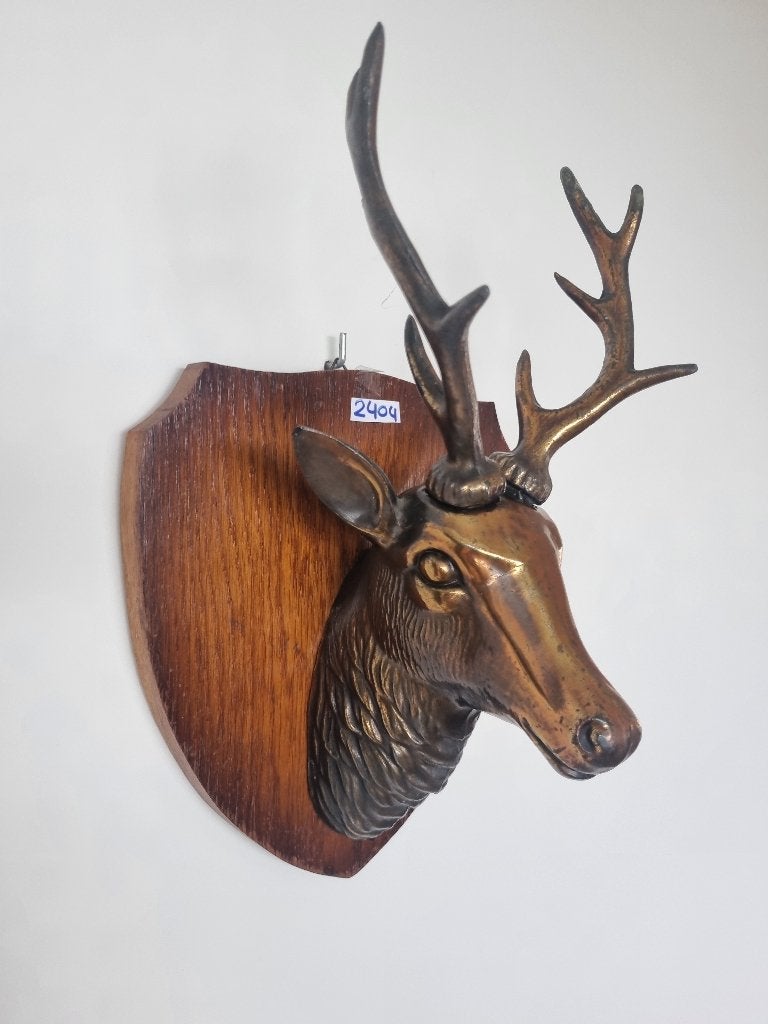 Kop edelhert  man cave, Metaal, 19 cm, 21 cm, Decoratieobject