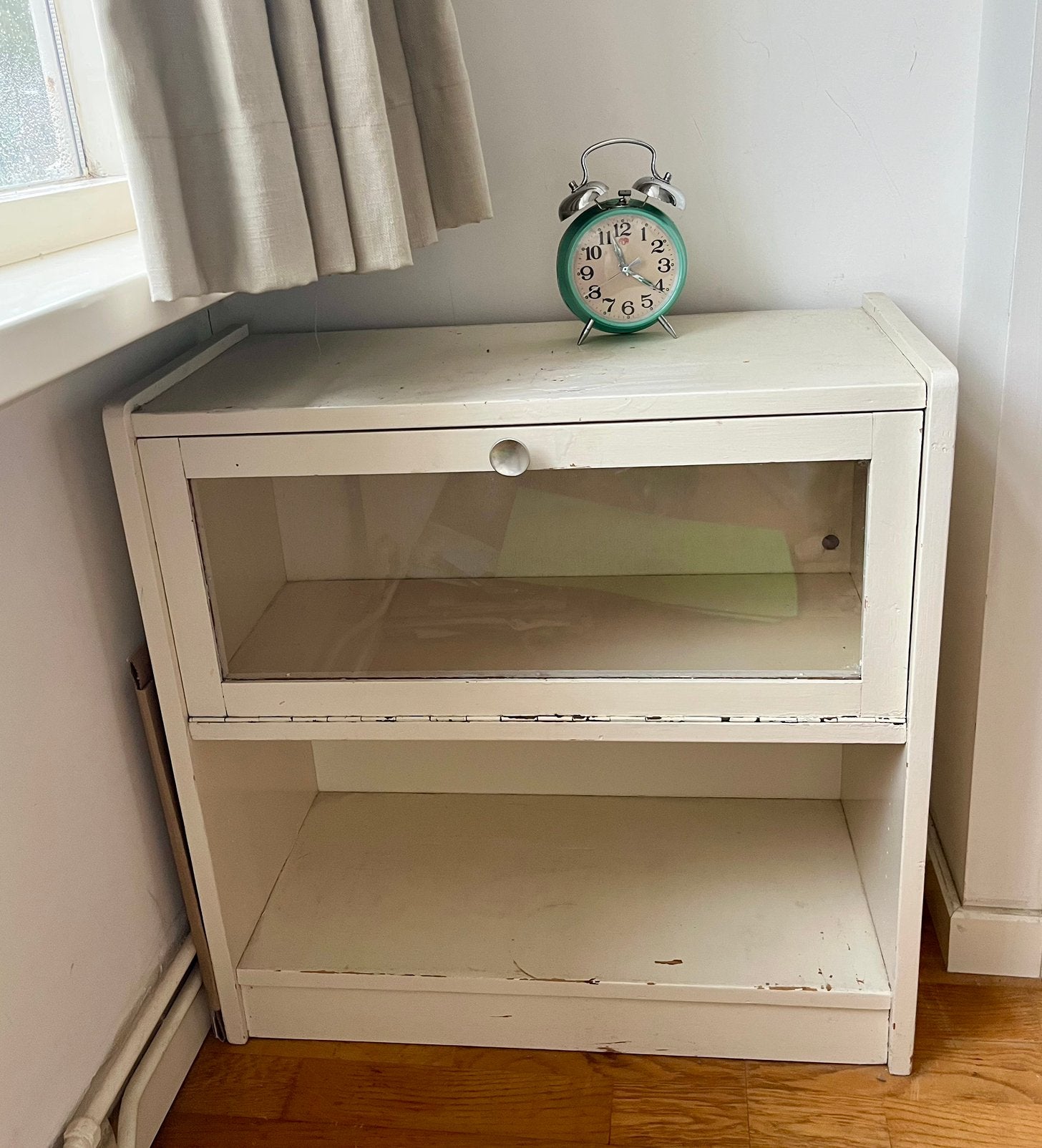 Vintage theekastje met glazen deurtje, Ophalen, Gebruikt, 50 tot 100 cm, Minder dan 100 cm
