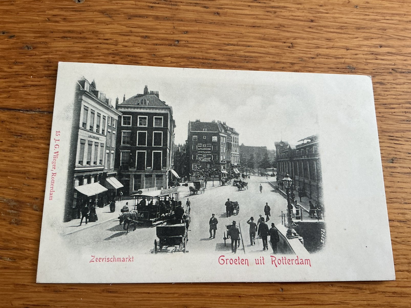 88 Rotterdam Zeevischmarkt uitgeverij Vlieger paardentram, Ophalen of Verzenden, Zuid-Holland