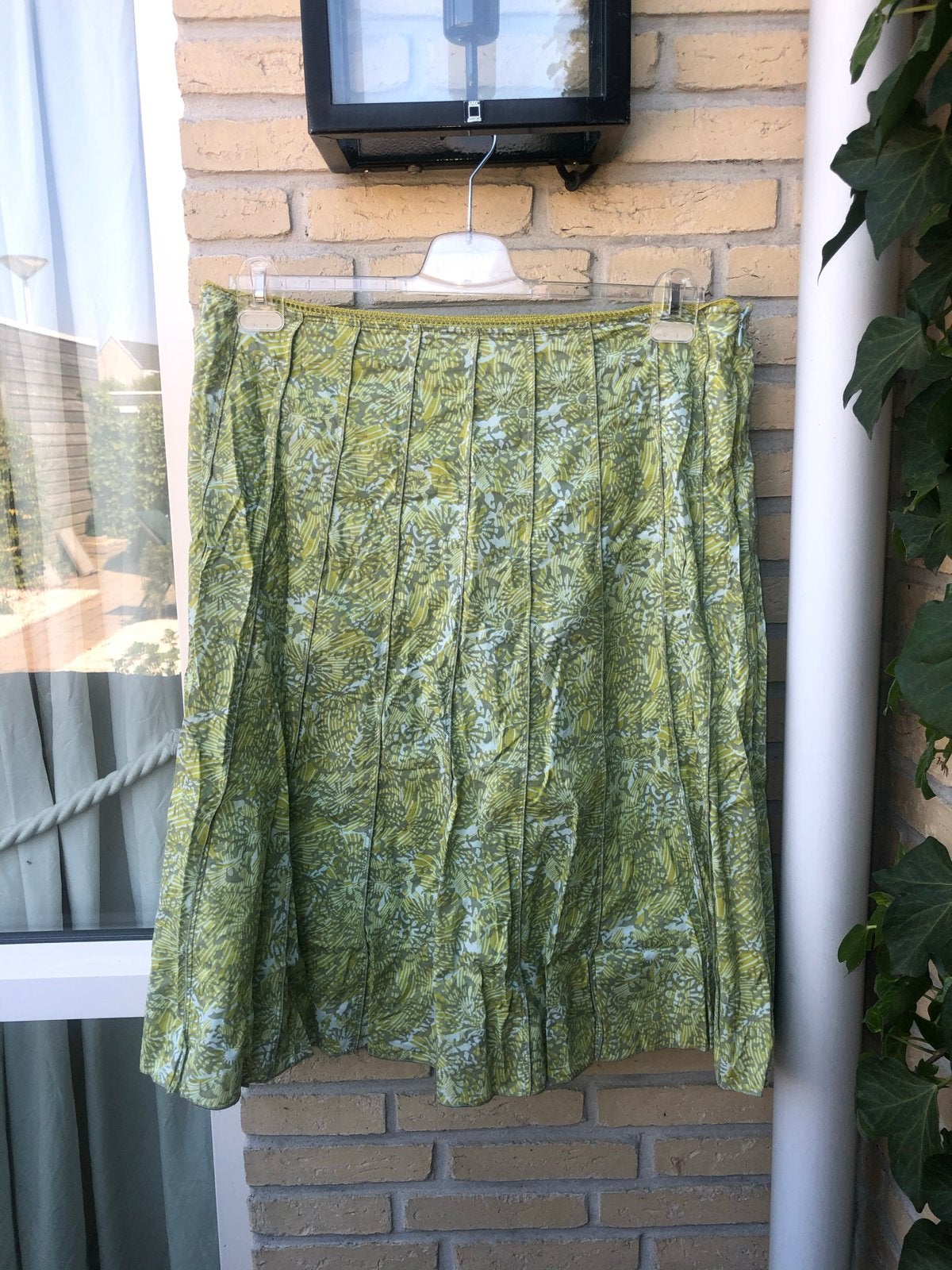 Sandwich rok met bloemenprint | lichtblauw geel groen mt 44, Maat 42/44 (L), Ophalen of Verzenden, Zo goed als nieuw, Knielengte