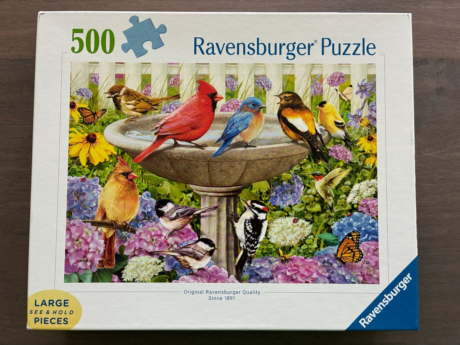 Ravensburger Legpuzzel 500 grotere stukjes - At the Birdbath, Ophalen of Verzenden, 500 t/m 1500 stukjes, Nieuw, Legpuzzel