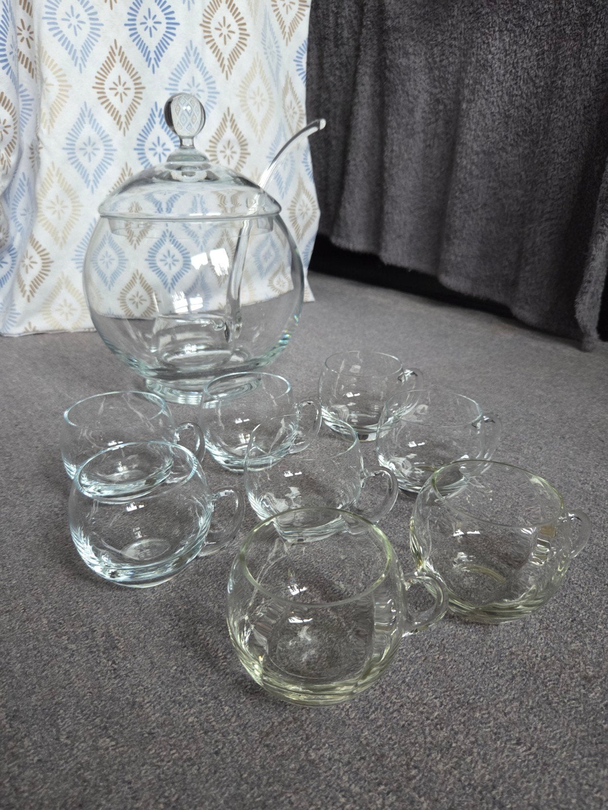mooi glazen bowlstel, 10 delig, Ophalen, Glas of Glazen, Gebruikt, Klassiek