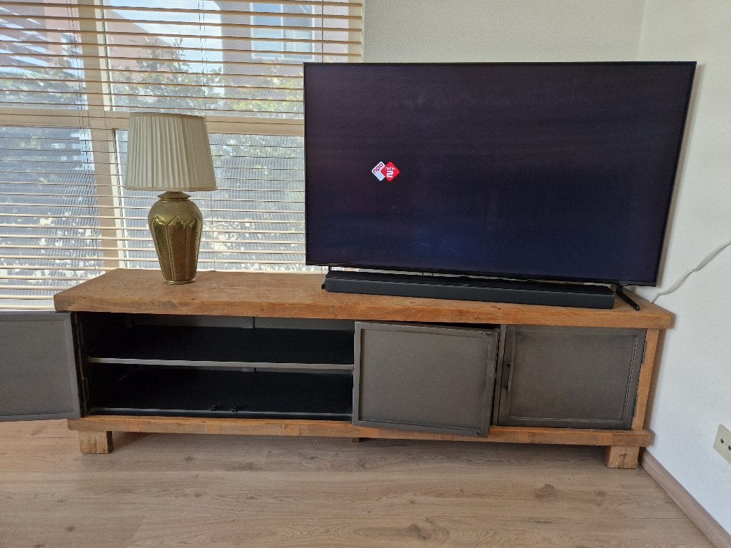 teakhouten tv meubel, Ophalen, 150 tot 200 cm, Teakhout, Zo goed als nieuw