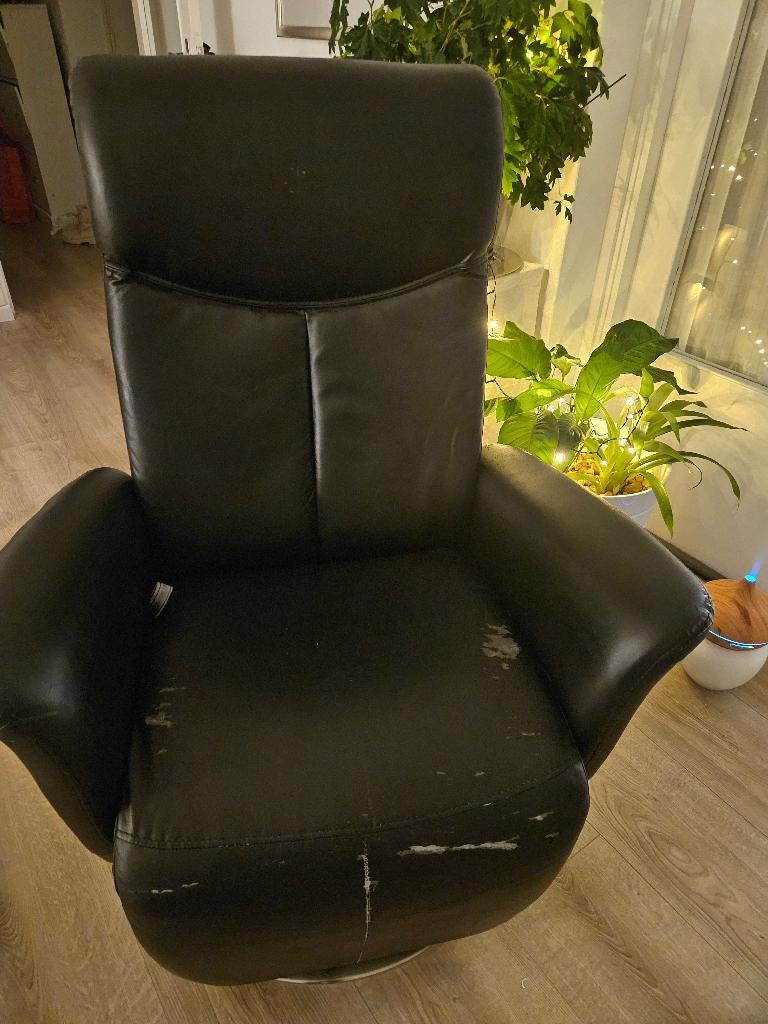 RELAXSTOEL LEER, MODERN, Huis en Inrichting, Fauteuils, Ophalen, Gebruikt, Leer, Modern