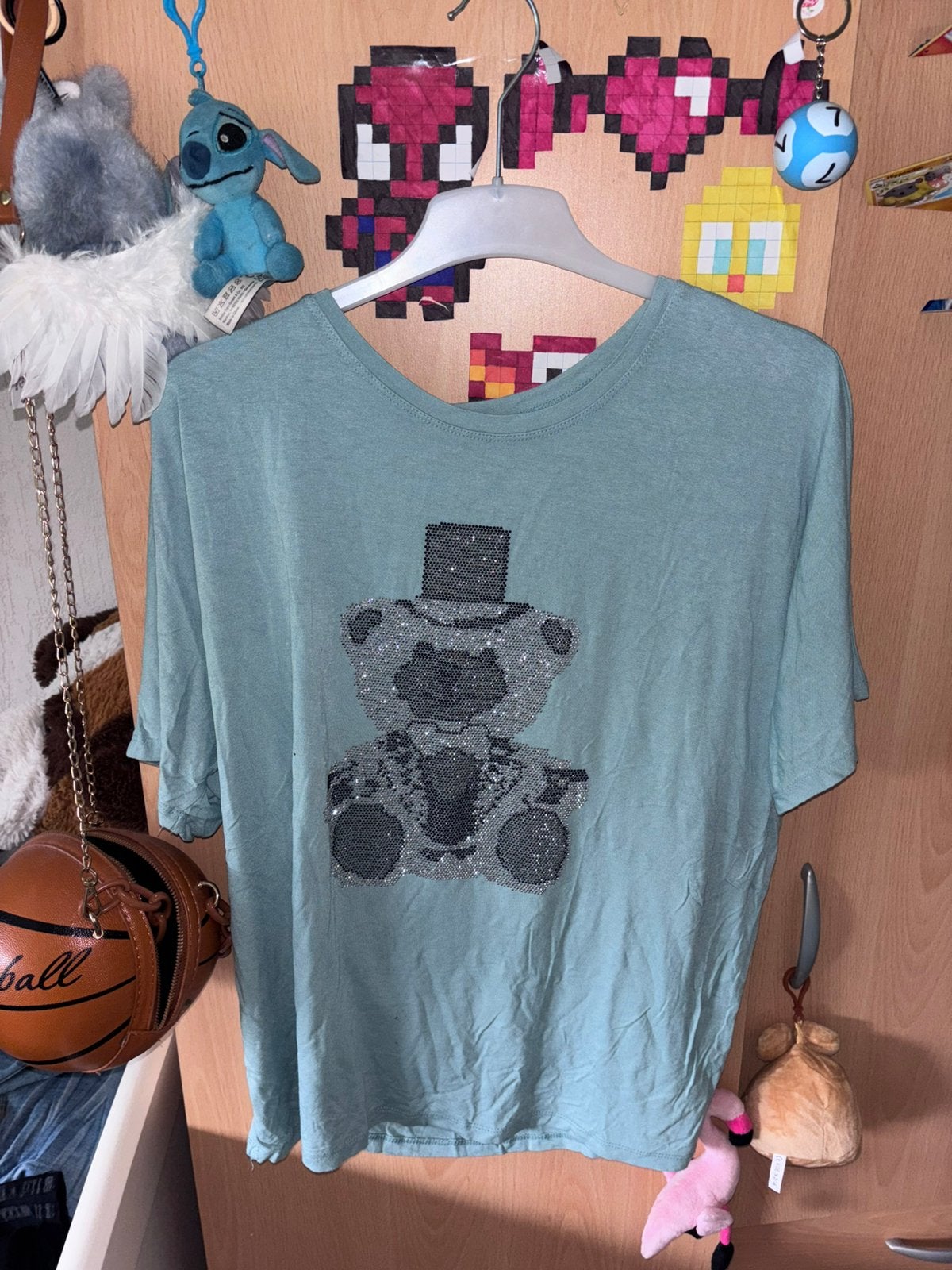 Oversized T-shirt met Diamant Teddybeer - Maat XXL, Maat 46/48 (XL) of groter, Ophalen of Verzenden, Korte mouw, Gedragen