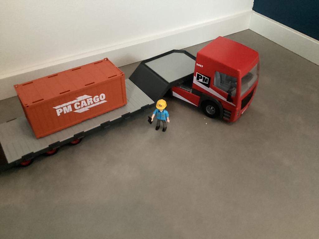 playmobil truck met container, Ophalen, Zo goed als nieuw, Complete set