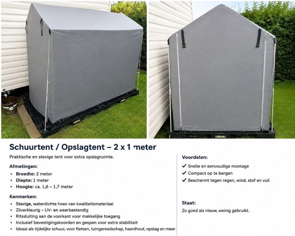 Schuurtent/opslagtent 200x100 € 85,-, Ophalen of Verzenden, Zo goed als nieuw