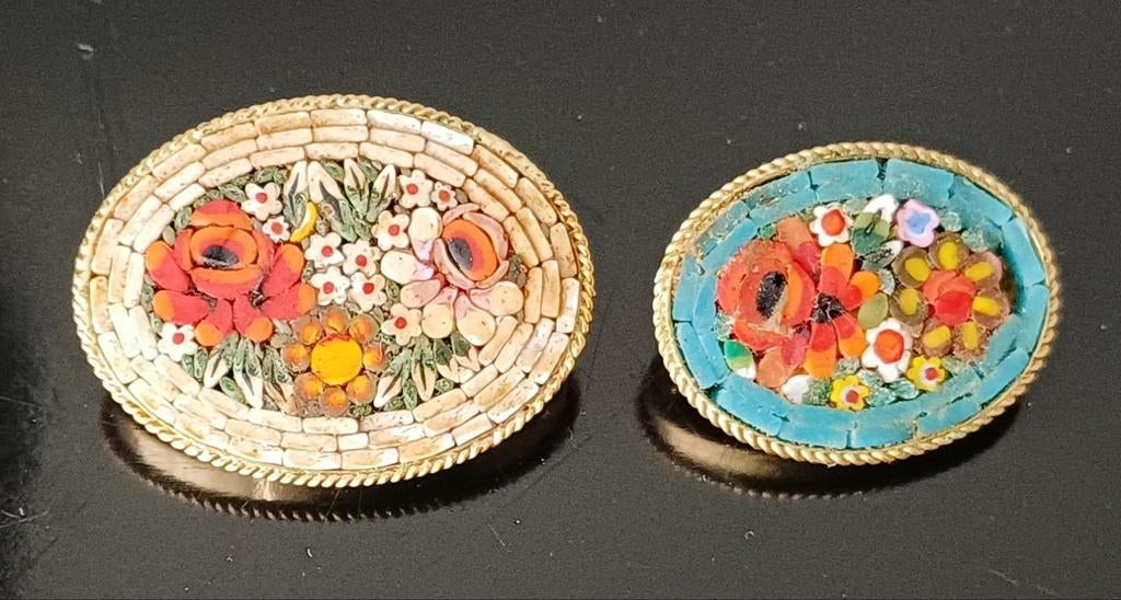 VINTAGE ITALIAN MOZAIEK BROCHES., Ophalen of Verzenden, Staal
