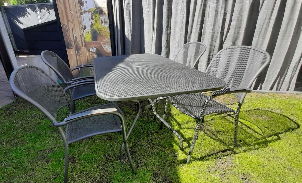 Metalen antraciet Tuinset, Ophalen, Gebruikt, Overige materialen