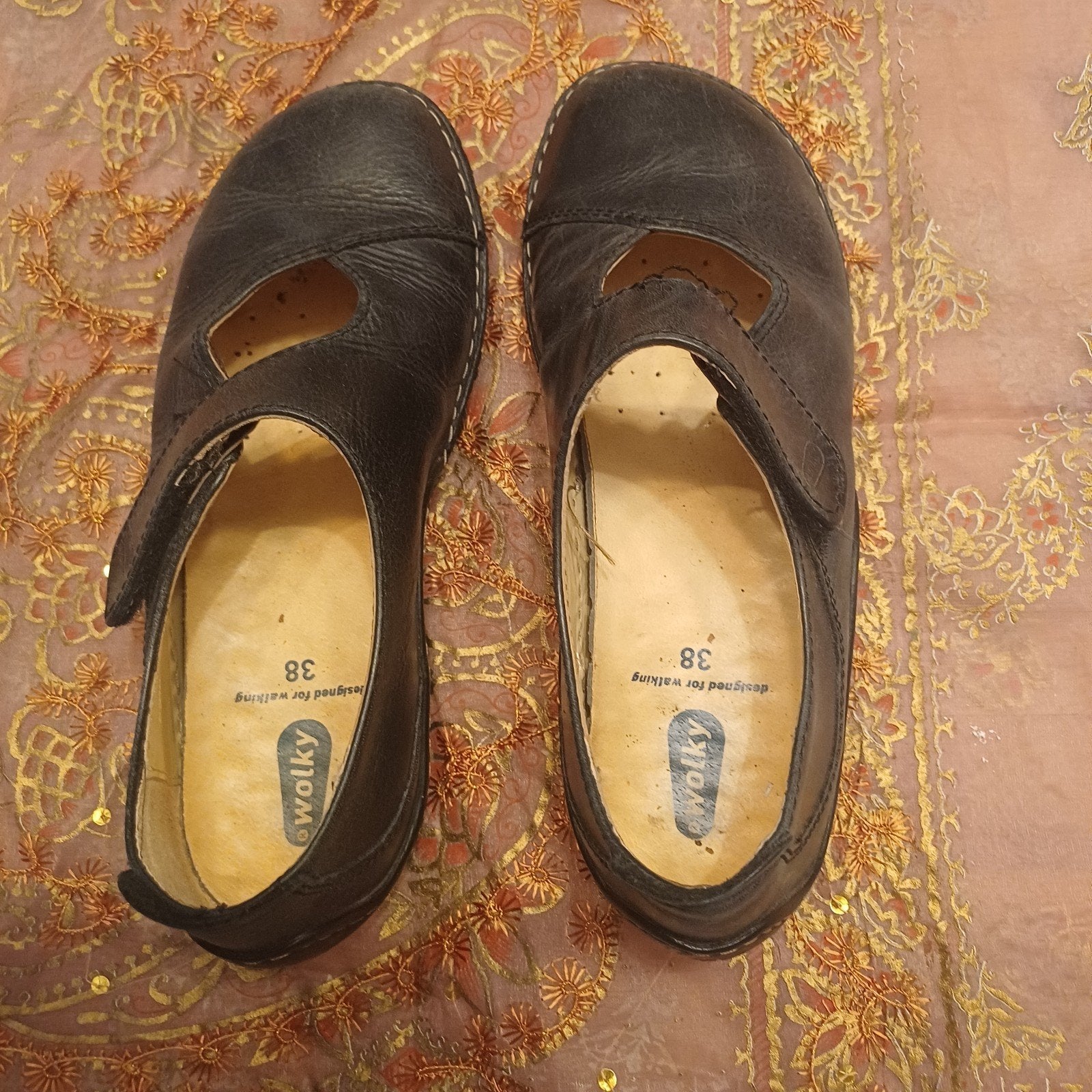 Wolky zwarte leren zomer schoenen met zooltjes maat 38, Wolky, Schoenen met lage hakken, Zwart, Ophalen of Verzenden