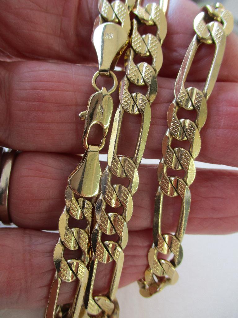Goudkleur doublé ketting 61 cm. flinke figaro schakels, Sieraden, Tassen en Uiterlijk, Kettingen, Verzenden, Zo goed als nieuw