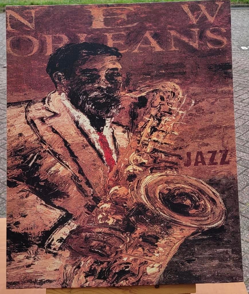New Orleans Jazz Saxofonist Canvas Schilderij, Ophalen of Verzenden