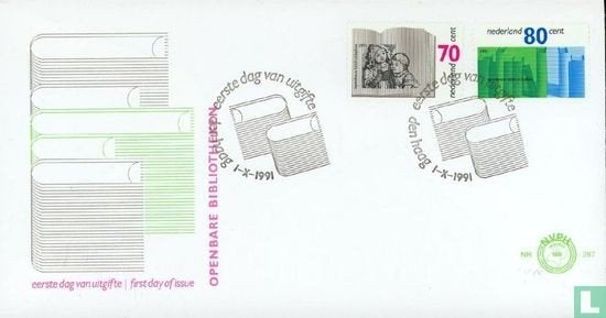 FDC E287 Openbare Bibliotheken 1991 NL onbeschreven, Ophalen of Verzenden, Nederland