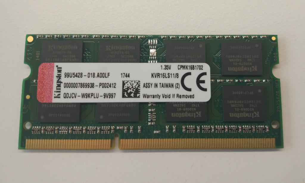 8GB DDR3 PC3L-12800  1600Mhz laptop geheugen, Gebruikt, 8 GB, DDR3, Ophalen of Verzenden