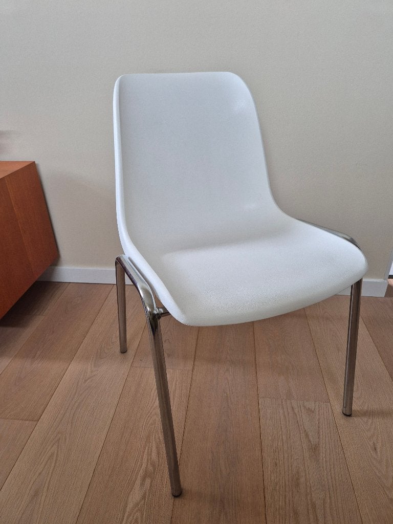 Bericoplast Helene 1004/a stoelen - wit/chroom (11 stuks), Huis en Inrichting, Ophalen, Kunststof, Wit, Zo goed als nieuw