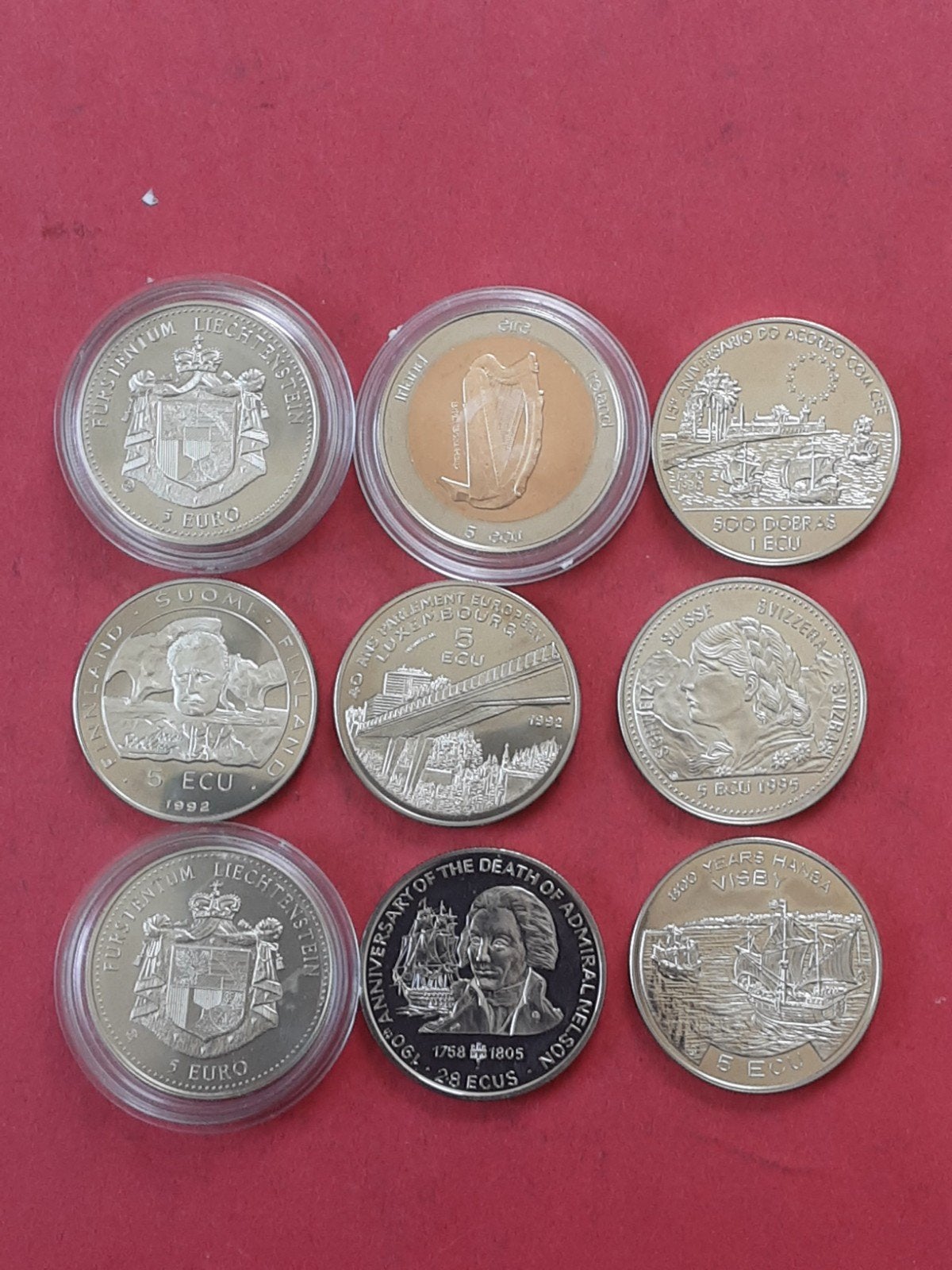 9 x euro/ecu penningen, Ophalen of Verzenden, Overige materialen, Buitenland