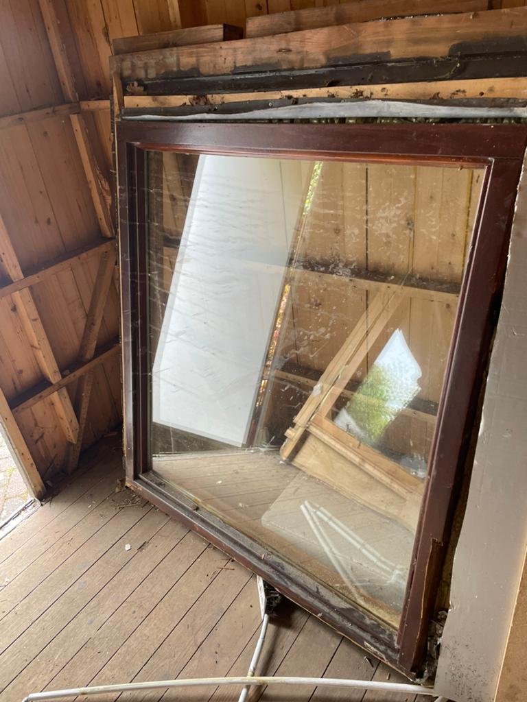 Raam dubbelglas met hardhouten kozijn, Doe-het-zelf en Verbouw, Glas en Ramen, Ophalen, Gevelraam of Ruit, Dubbelglas