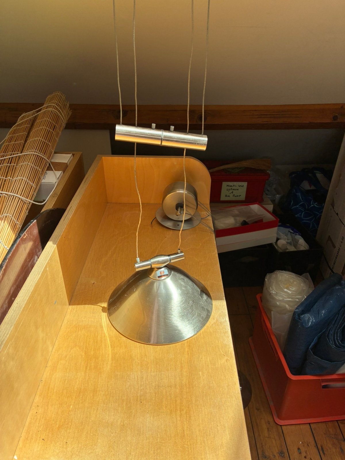 EF Frantzen RVS hanglampen, Huis en Inrichting, Lampen | Hanglampen, Ophalen, Gebruikt, Glas