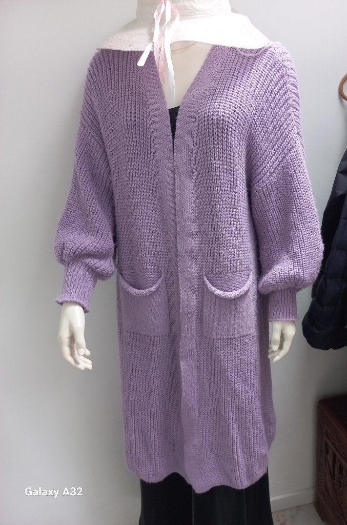 Lang lila vest in grote maat XL - Made in Italia, Kleding | Dames, Made in Italy, Ophalen of Verzenden, Zo goed als nieuw, Paars