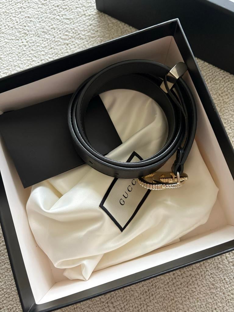 Gucci riem met GG-gesp, 3 tot 5 cm, 90 tot 100 cm, Heupriem, Ophalen of Verzenden