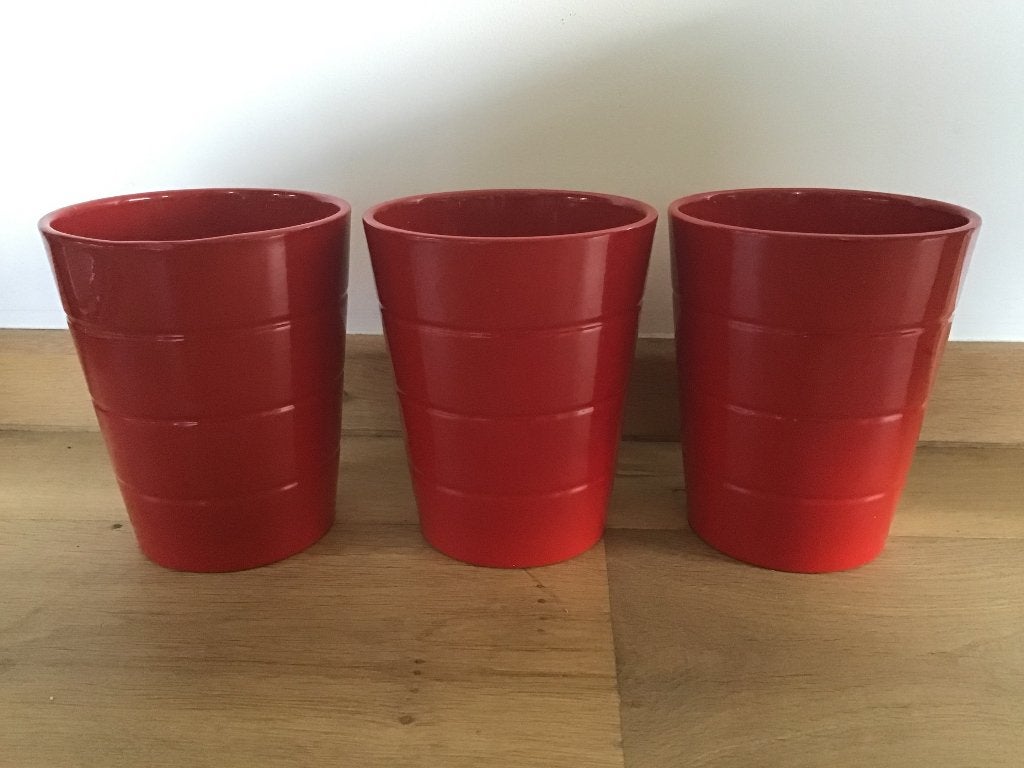 3 IKEA Karedmomma bloempotten samen 5 euro, Ophalen, Rond, Binnen, Zo goed als nieuw