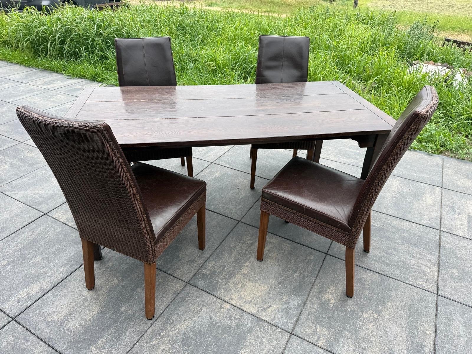 Eethoek met Lloyd Loom stoelen - Goede staat, Ophalen, Overige materialen, 100 tot 150 cm, 150 tot 200 cm