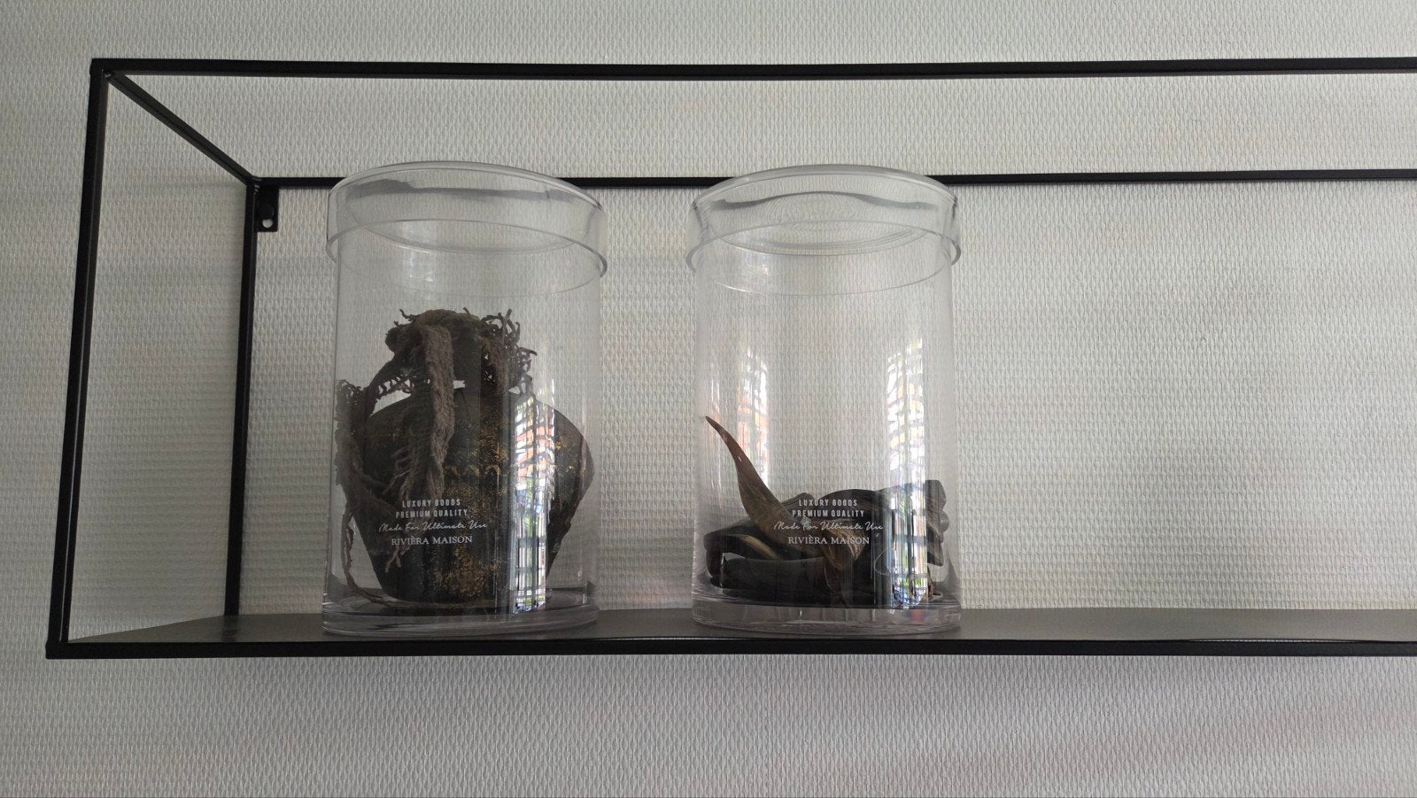 2 grote glazen potten #RiveraMaison #LuxuryGoods, Ophalen, Zo goed als nieuw, Glas
