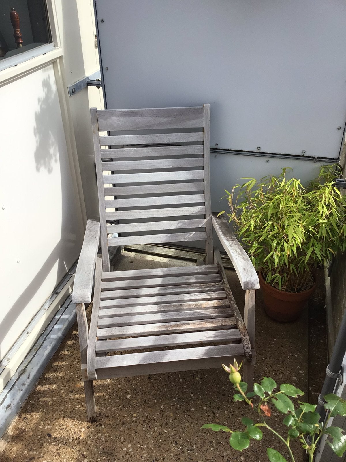 Teakhouten tuin stoel., Tuin en Terras, Ophalen, Gebruikt, Teakhout, Inklapbaar