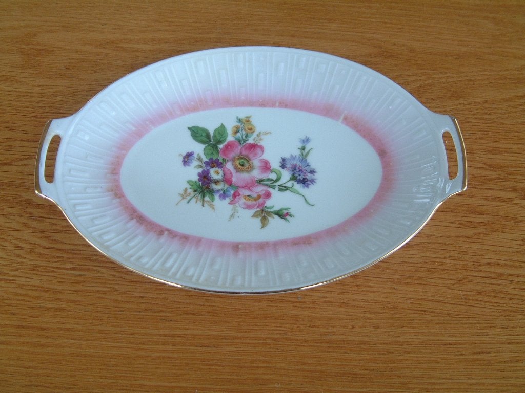 gaaf antiek schaaltje porselein met bloemen wunsiedel, Ophalen of Verzenden